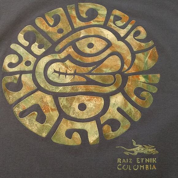 Raiz Etnik Columbia Artwork Blue Souvenir T-shirt size Small - Picture 6 of 9